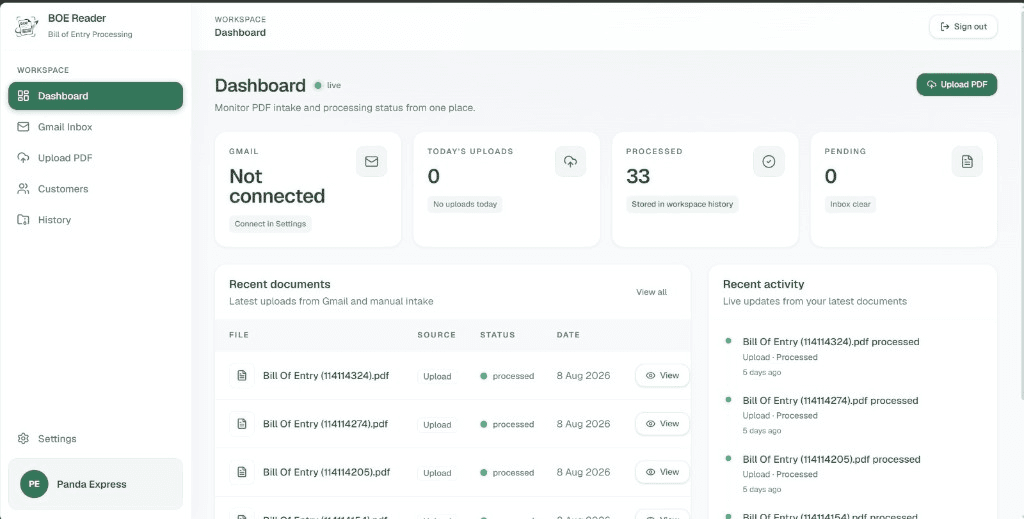 BOE Reader dashboard screenshot